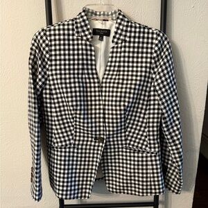 Talbots Black and White Gingham One Button Blazer Size 4P